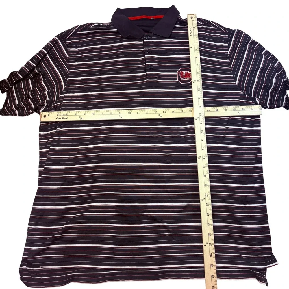 Adidas South Carolina Gamecocks Mens‎ Striped Polo Shirt Black Red XL 5011